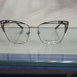 Bulgari Women's Black and Gold Cat-Eye Glasses